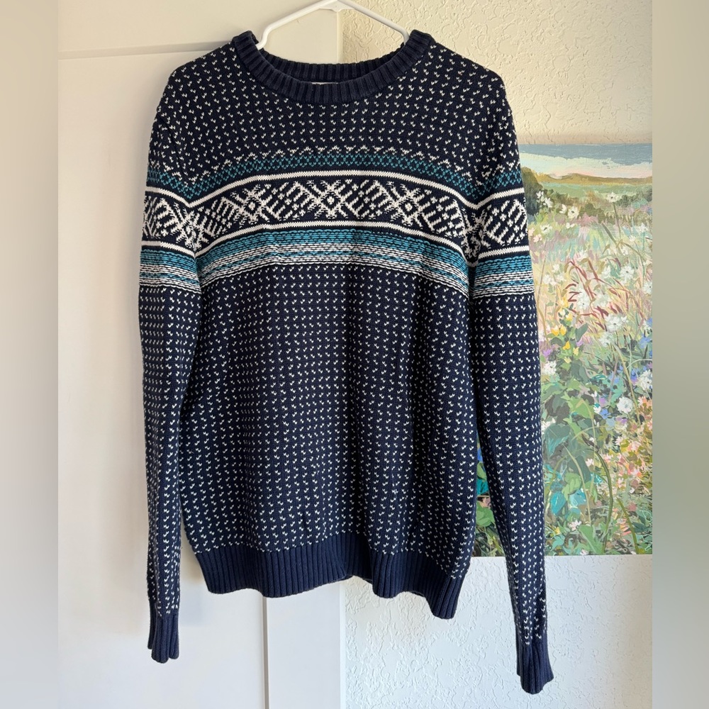 Merona Men’s navy Fair Isle sweater, Large